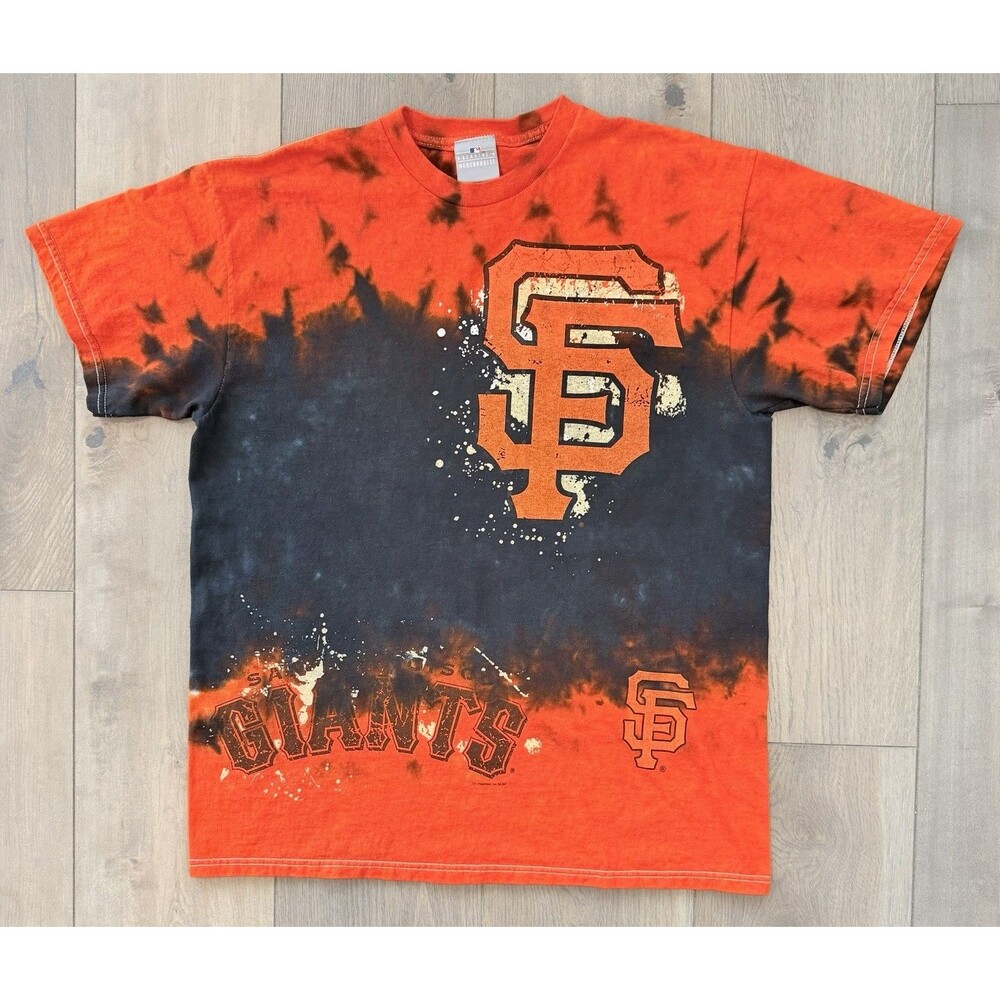 San Francisco Giants T-Shirt Mens Large Orange Black Tie Dye MLB Baseball Tee